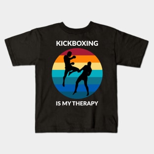 Kickboxing Is My Therapy Retro Vintage Sparring Kids T-Shirt